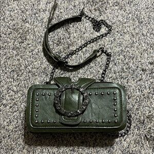 Green Studded Retro Leather Women's Bag